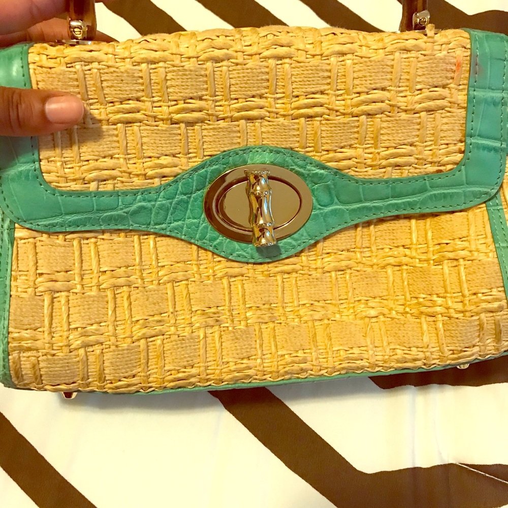 Bamboo handle woven purse